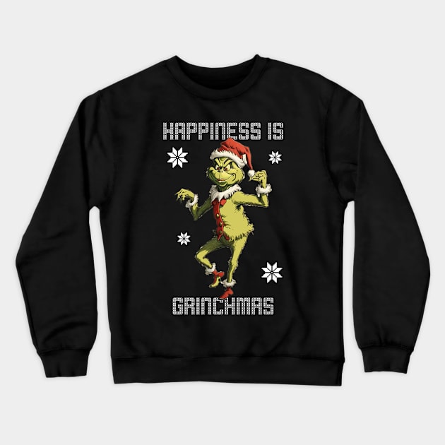 Grinch - Happiness Is Grinchmas Crewneck Sweatshirt by Thermul Bidean